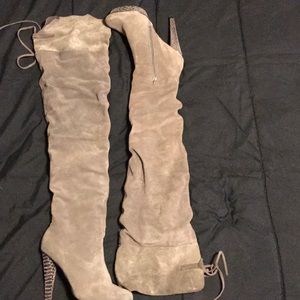 Grey Suede Thigh Highs